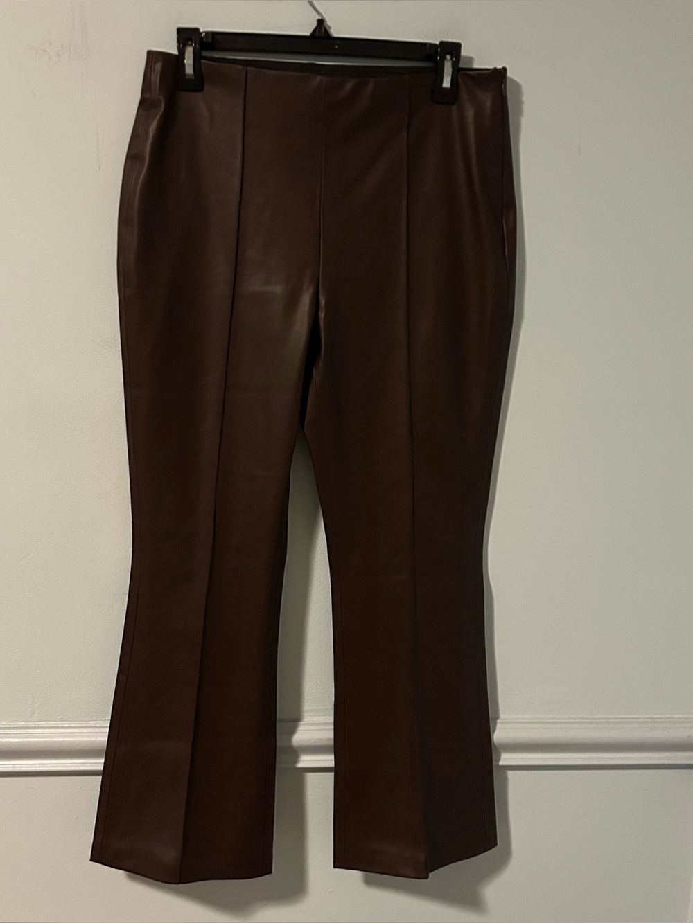 Zara Brown Faux Leather Flare Pants Size Large